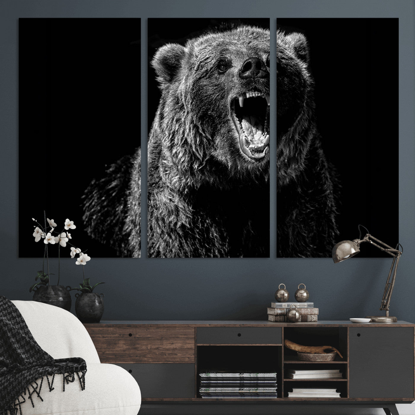 -Bear Canvas Print | Wildlife Wall Art for Cabin Decor | Ready to Hang Framed