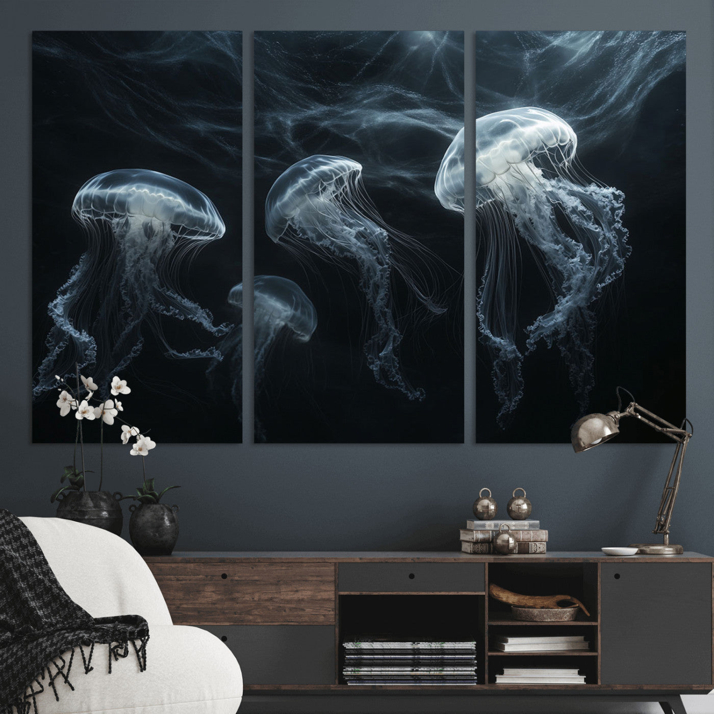 -Jellyfish Wall Art Canvas Print, Elegant Wall Decor