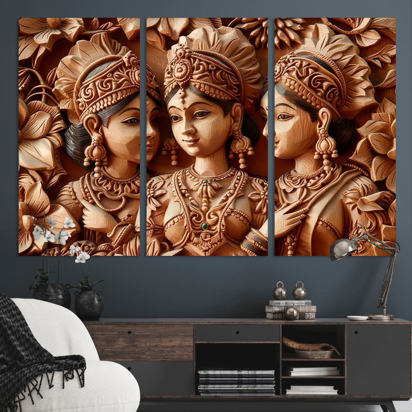 89522-MGV-CV-36X24-Indian Woman Statue Wall Art Canvas Print