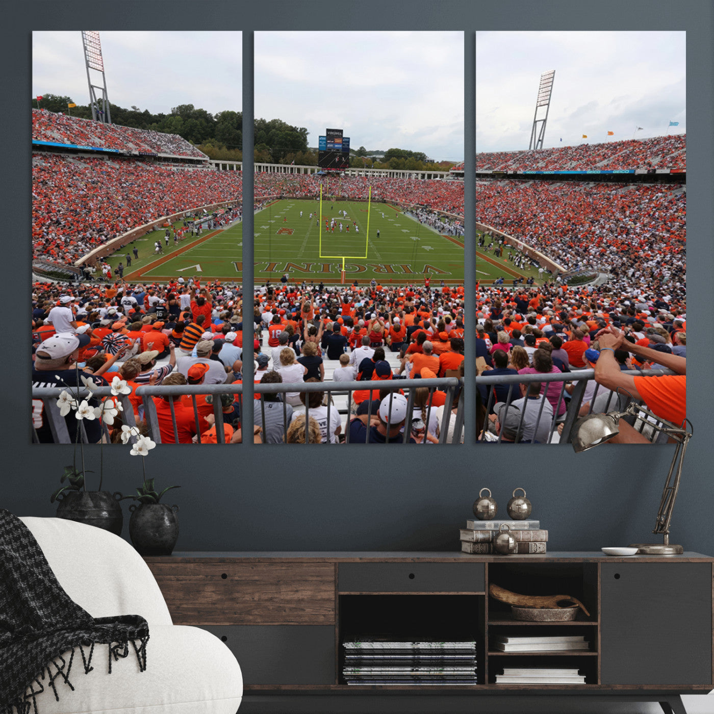 -Virginia Cavaliers Football Team Print - Charlottesville Scott Stadium Print Wall Art Canvas