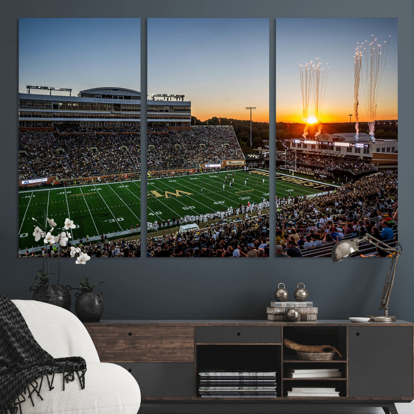 29253-MGV-CV-36X24-Demon Deacons Football Team Print Canvas- Winston-Salem Allegacy Federal Credit Union Stadium Wall