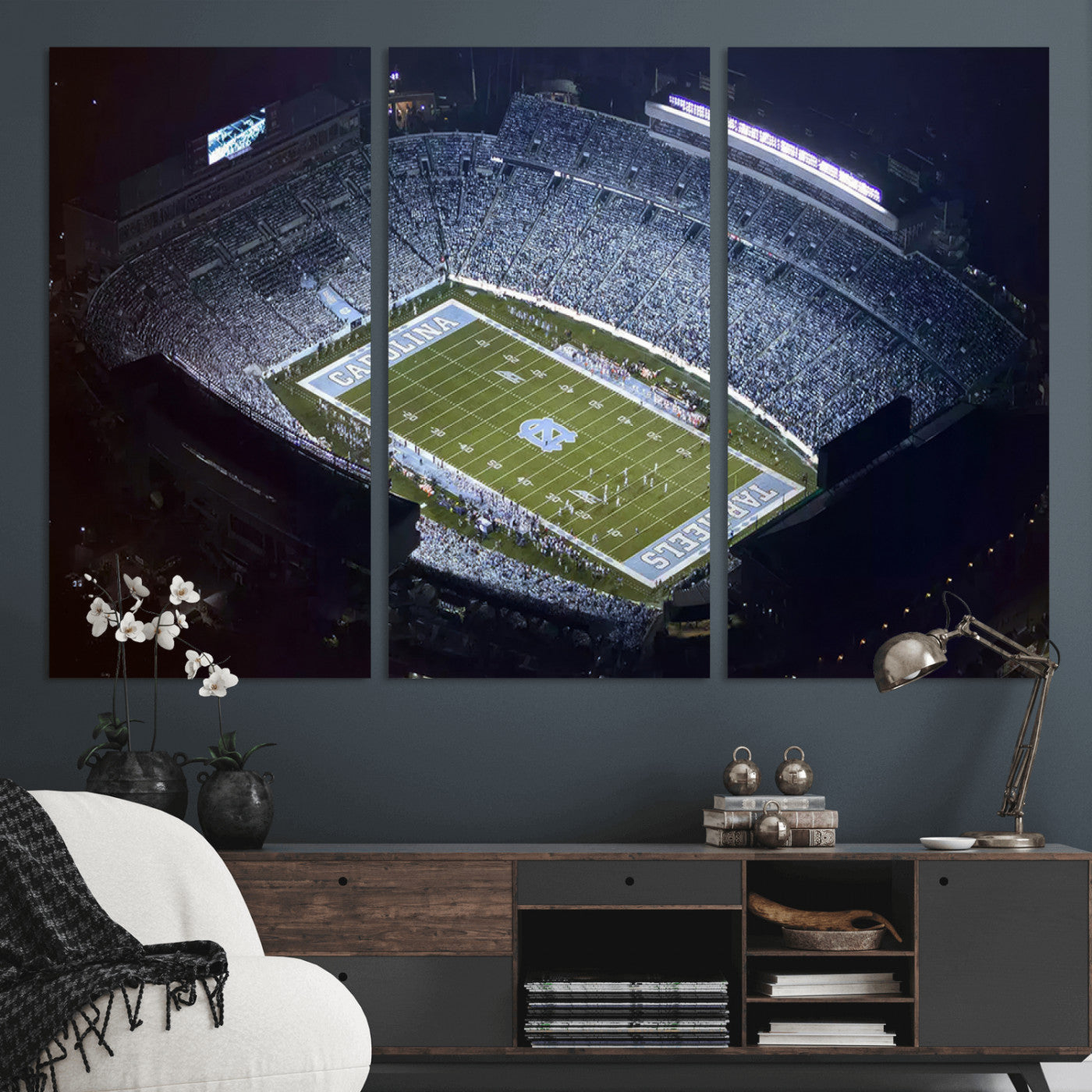 88375-MGV-CV-36X24-University of North Carolina Tar Heels Football Team Print - Chapel Hill Kenan Memorial Stadium