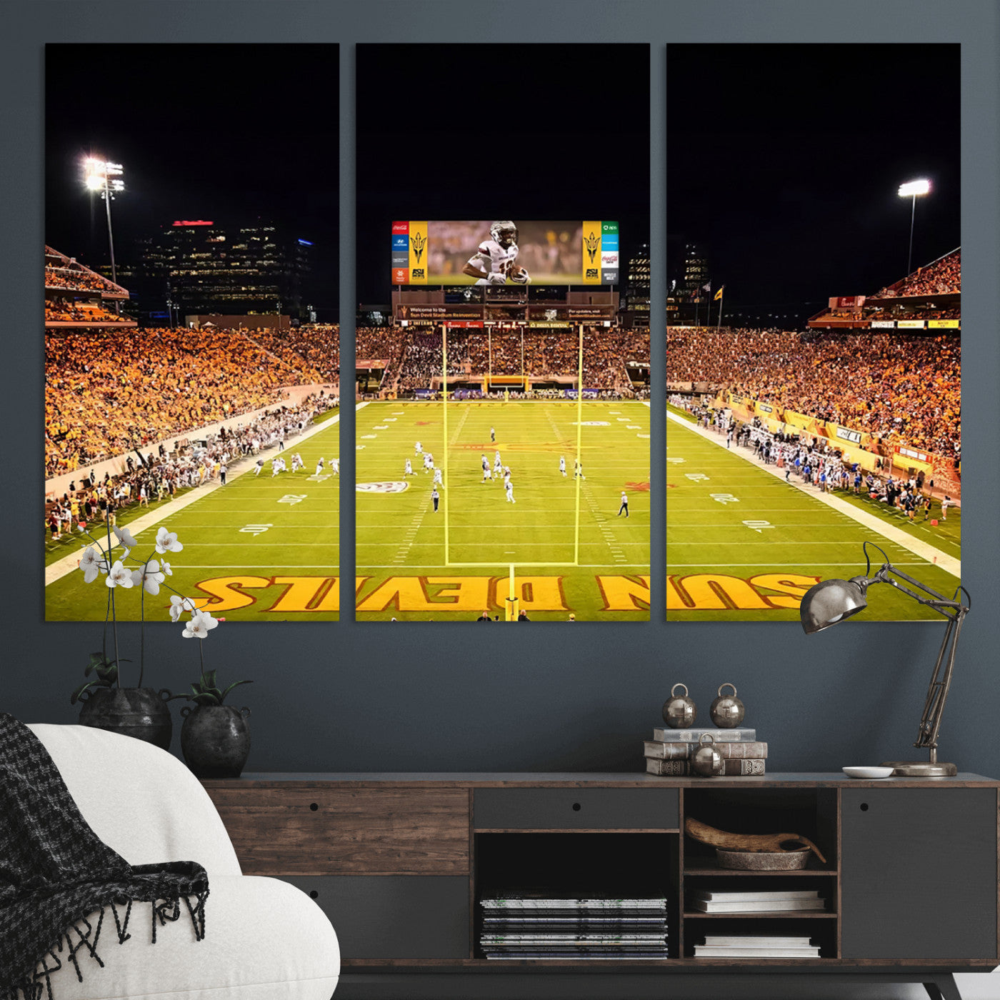87612-MGV-CV-36X24-ASU Sun Devils Football Team Print - Phoenix Mountain America Stadium Canvas Print