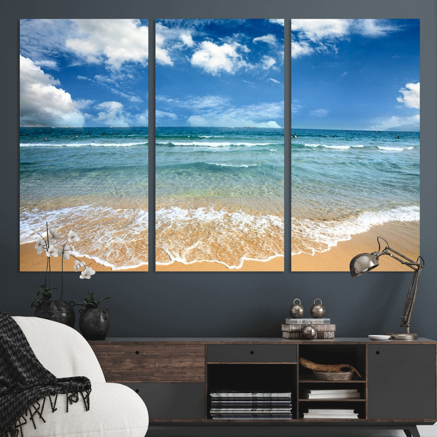 -Sea View From the Beach Canvas Print