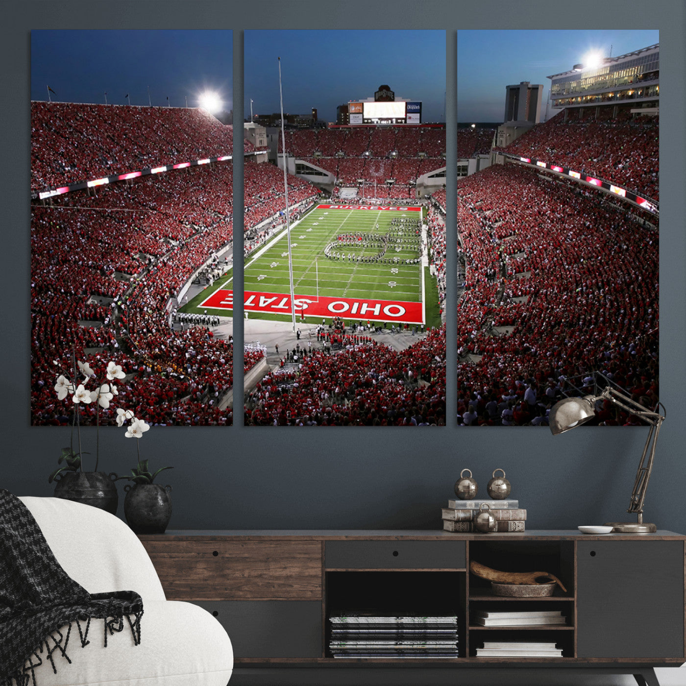 98743-MGV-CV-36X24-Ohio State University Buckeyes Football Team Print - Columbus Ohio Stadium Wall Art Canvas Print