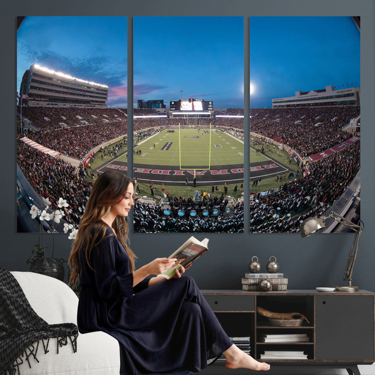 60763-PAN-FL-20X10 - Texas Tech Red Raiders Canvas, Framed Football Team Print - Lubbock Jones AT&T Stadium Wall Art