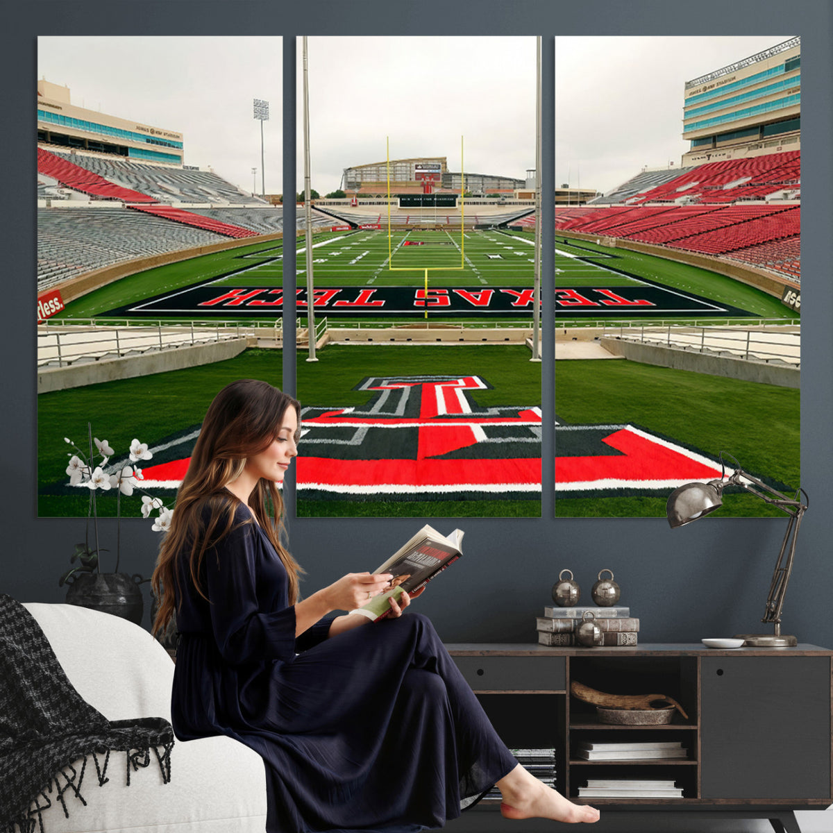 43169-PAN-FL-20X10 - Texas Tech Red Raiders Football Team Print - Lubbock Jones AT&T Stadium Wall Art Canvas Print