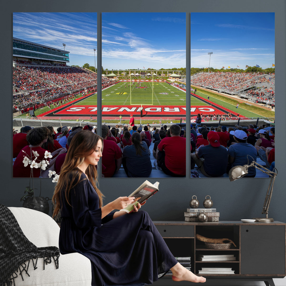 71475-PAN-FL-20X10 - Ball State Cardinals Football Team Print - Muncie Scheumann Stadium Wall Art Canvas Print