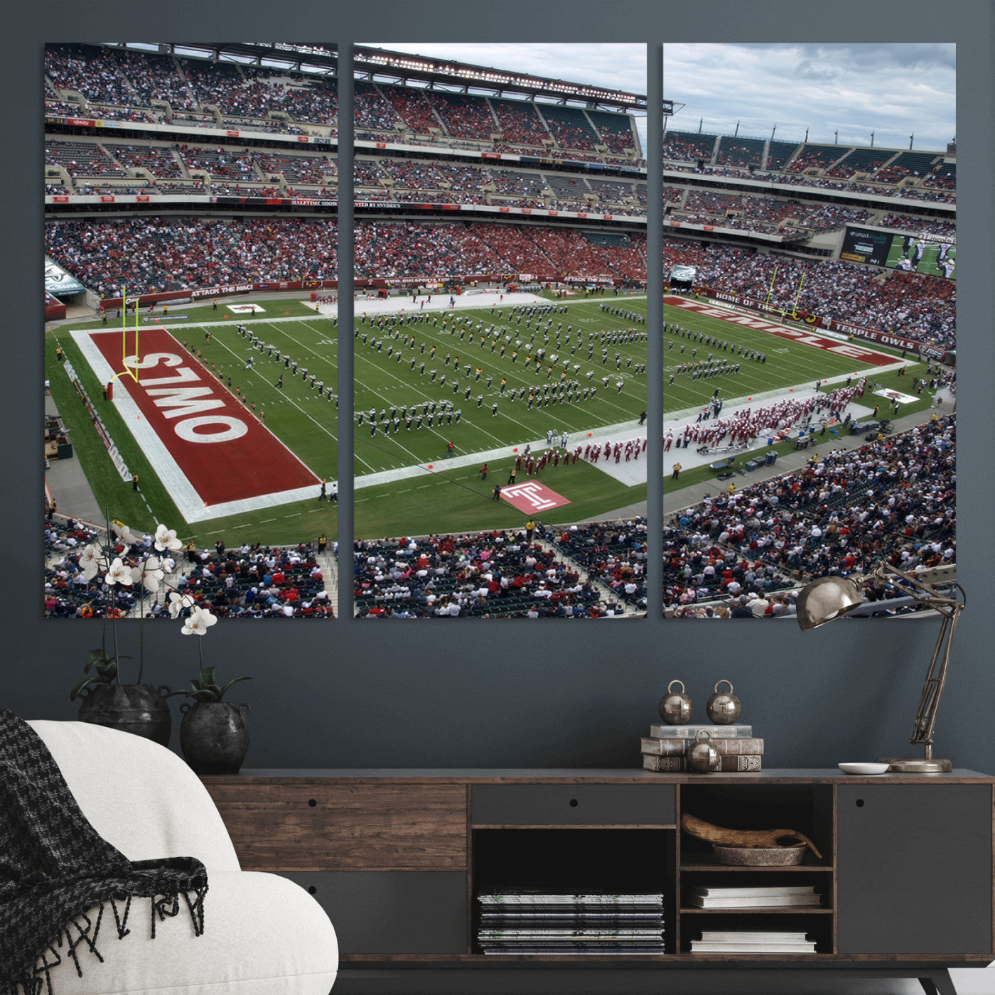 -The Temple University Owls Athletics Team Print - Philadelphia Lincoln Financial Field Stadium Wall