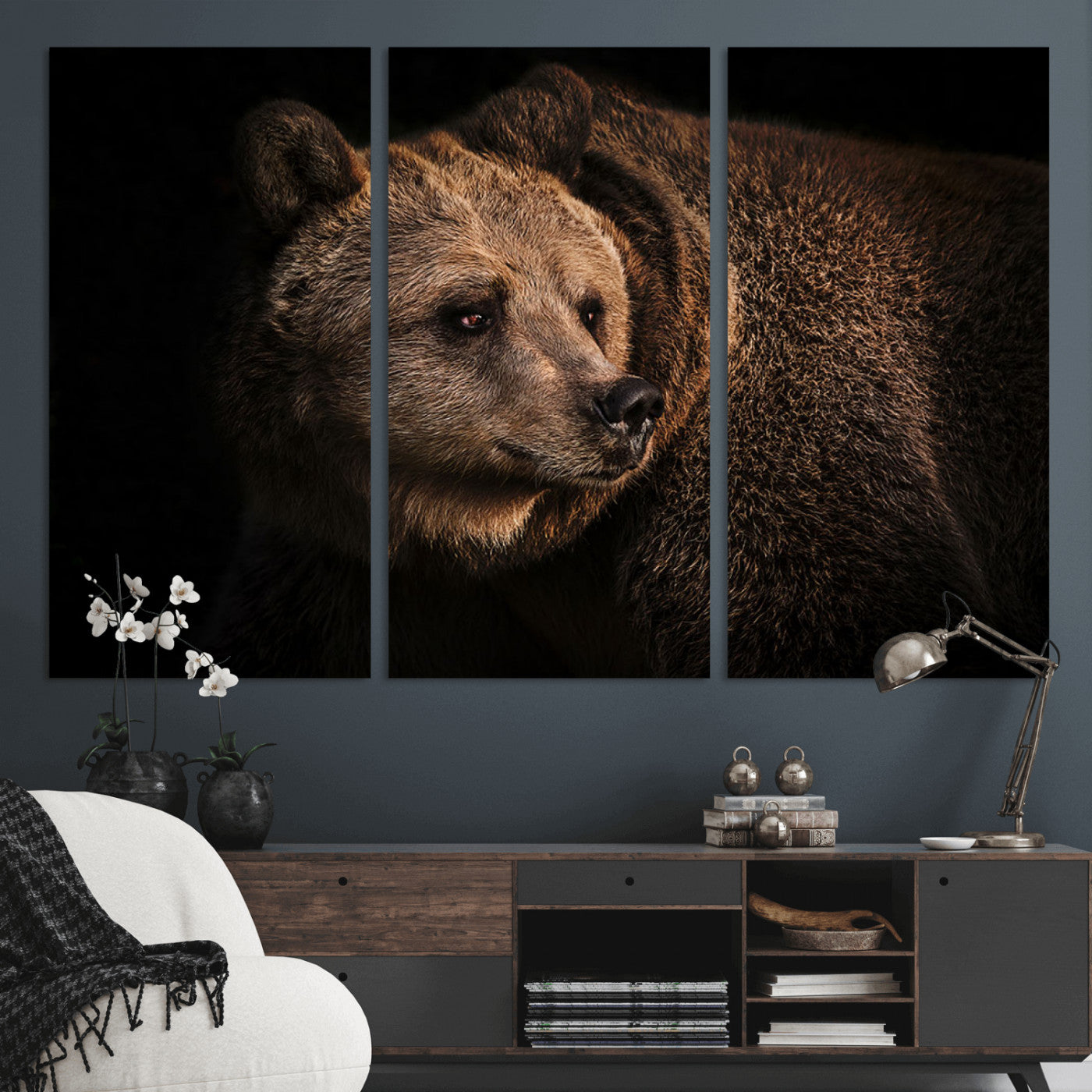 -Wild Grizzly 399 Bear Canvas Wall Art Print, Bear Animal Canvas Artwork Print, Black Bear Wall Art