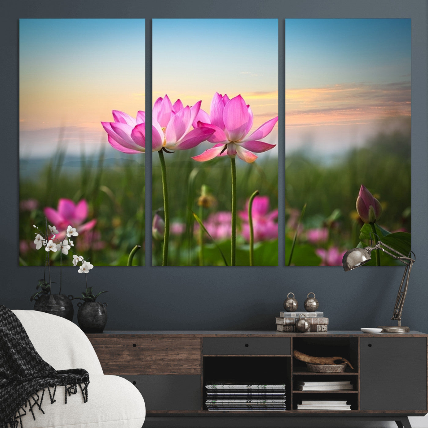 -Pink Flower on the Mountain Canvas Print, Framed Pink Flower Canvas Wall Art
