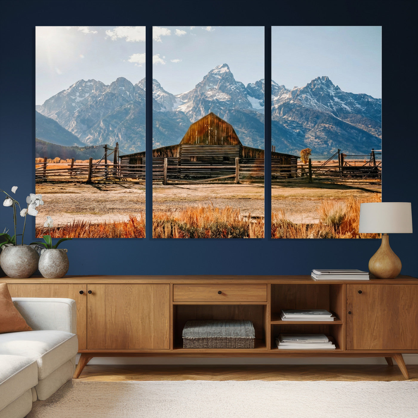 26513-MGV-CV-36X24 - Vintage Old Barn Field Wall Art Canvas Print for Farmhouse Decor - Rustic Barn Wall Art Canvas Print