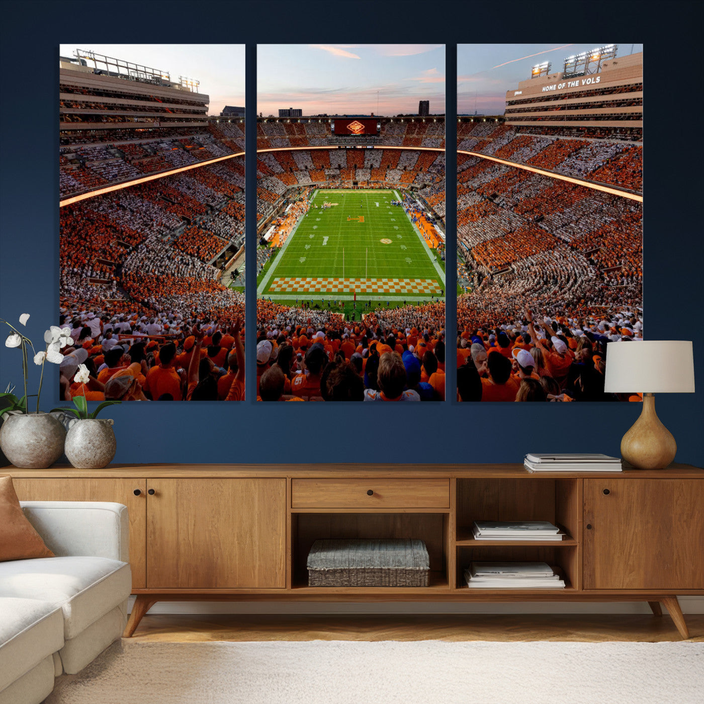 37160229-MGV-CV-36X24 - Tennessee Neyland Stadium Wall Art, Sports Arena Canvas Print, Panoramic Stadium Canvas Artwork for Home, Office