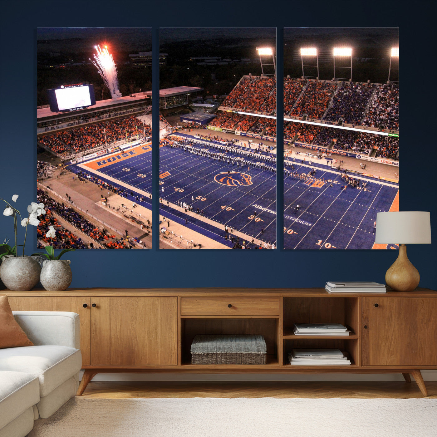 58849575-MGV-CV-36X24 - Boise State Stadium Large Wall Art Canvas Print for Living Room Office Wall Decor