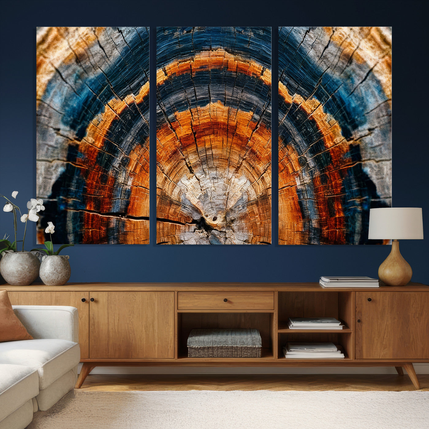 92693966N-MGV-CV-36X24 - Abstract Wood Grain Canvas Print, Tree Ring Pattern Wall Art, Framed Canvas Ready to Hang