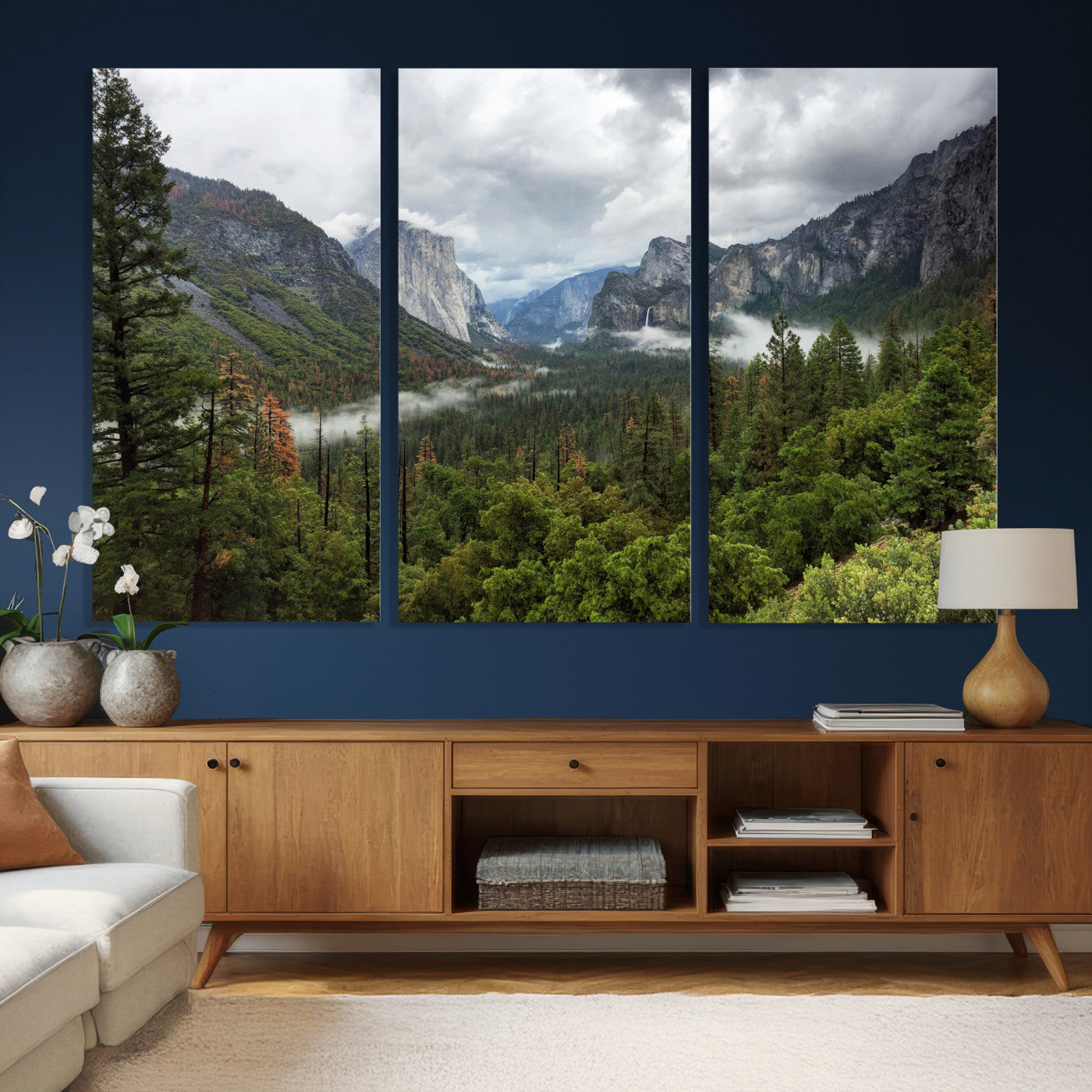 46168759-MGV-CV-36X24 - Yosemite Valley Wall Art Canvas Print, El Capitan Mountain Landscape Nature Wall Decor