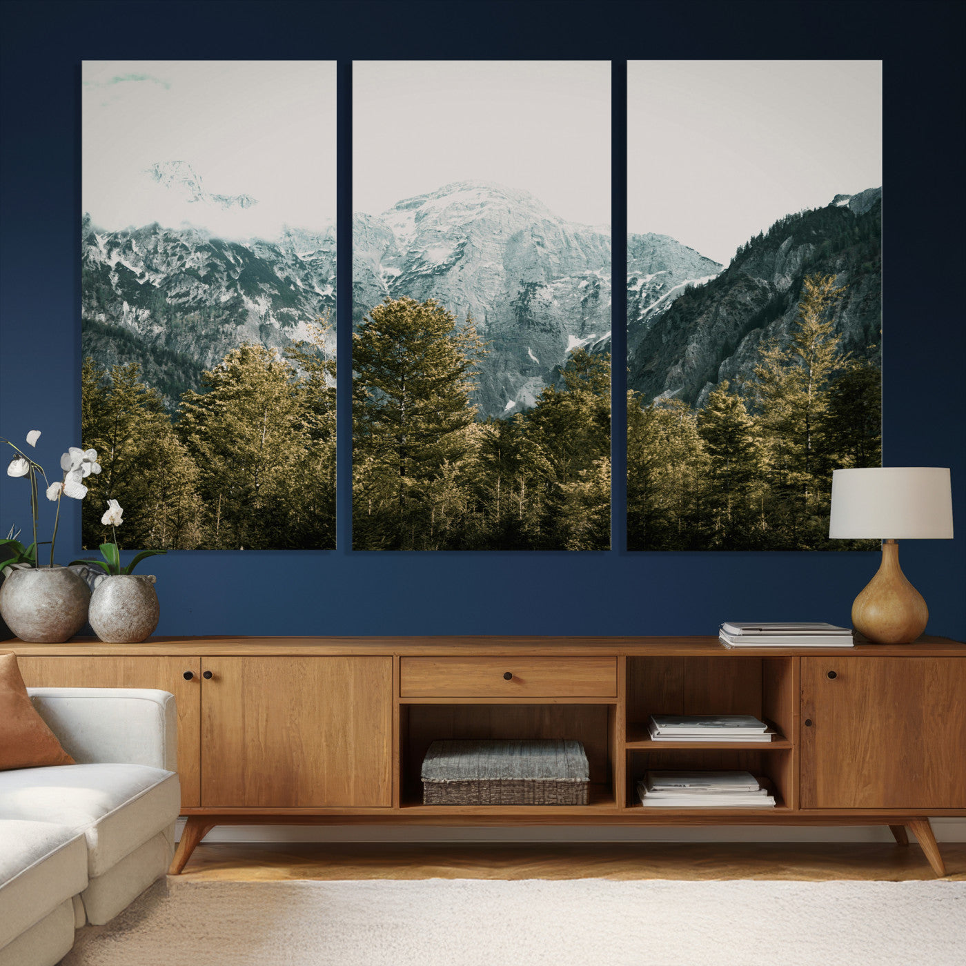 48479662-MGV-CV-36X24 - Mountain Forest Wall Art Canvas Print, Alpine Landscape Nature Photography, Moody Wilderness Wall Decor