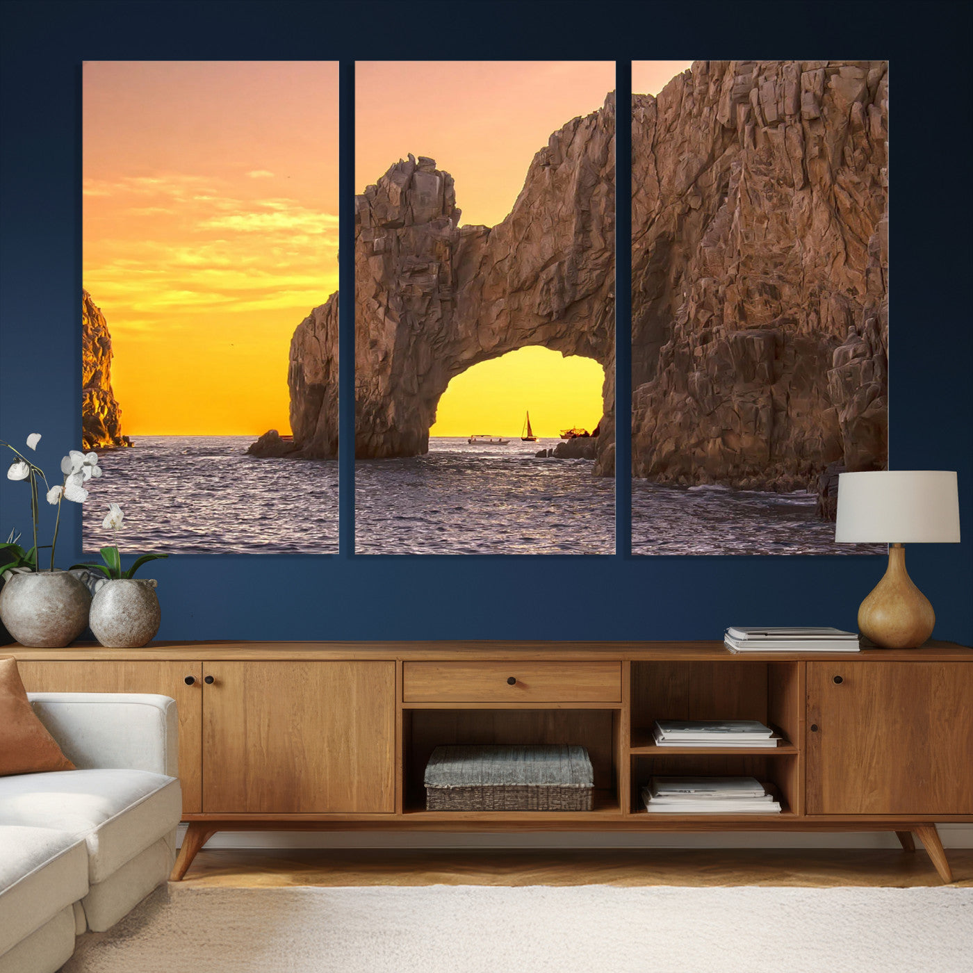 66414515-MGV-CV-36X24 - El Arco Cabo San Lucas Ocean Arch Wall Art Canvas Print, Baja California Rock Arch Seascape Canvas Print, Mexico Coastal Landmark Scenic Art Printing