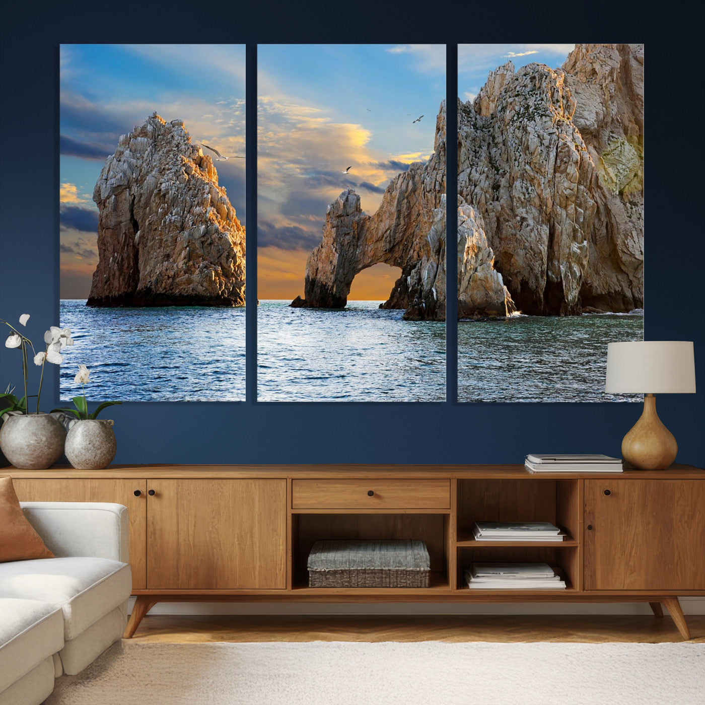 63505689-MGV-CV-36X24 - El Arco Cabo San Lucas Ocean Arch Wall Art Canvas Print, Baja California Rock Arch Seascape Canvas Print, Mexico Coastal Landmark Scenic Art Printing