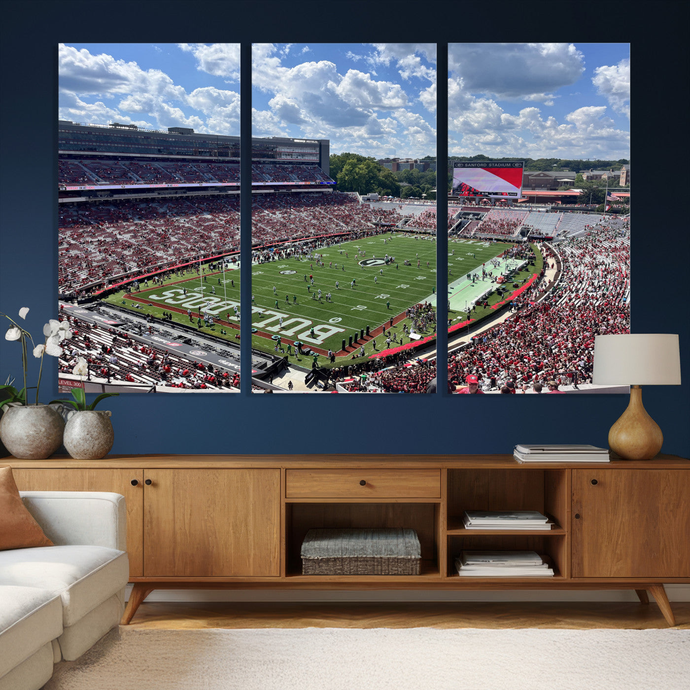 10665453-MGV-CV-36X24 - Georgia Bulldogs Stadium Wall Art Canvas Print, Sanford Stadium Football Field Panorama, College Football Game Day Wall Decor