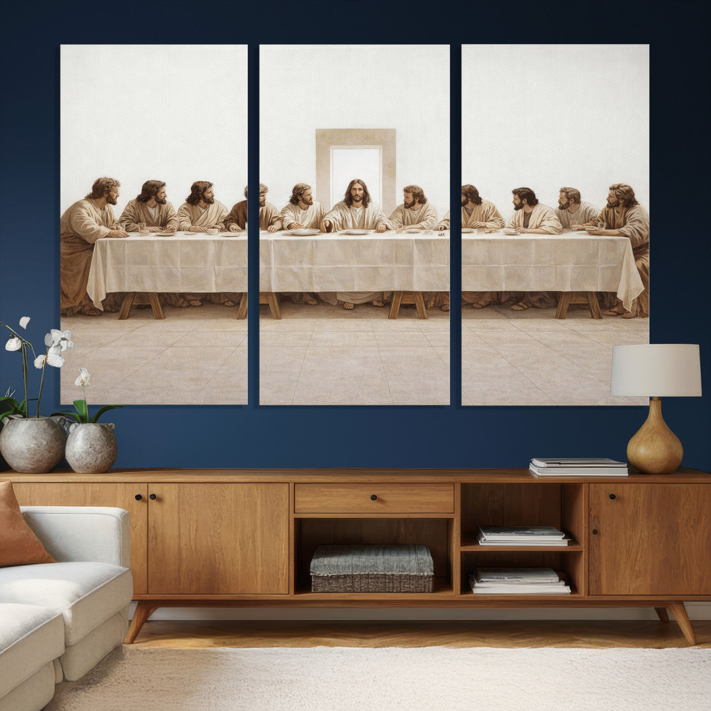 76380069-MGV-CV-36X24 - The Last Supper Wall Art Canvas Print, Jesus Christ Biblical Scene Canvas Print, Christian Religious Artwork for Church Living Room Decor
