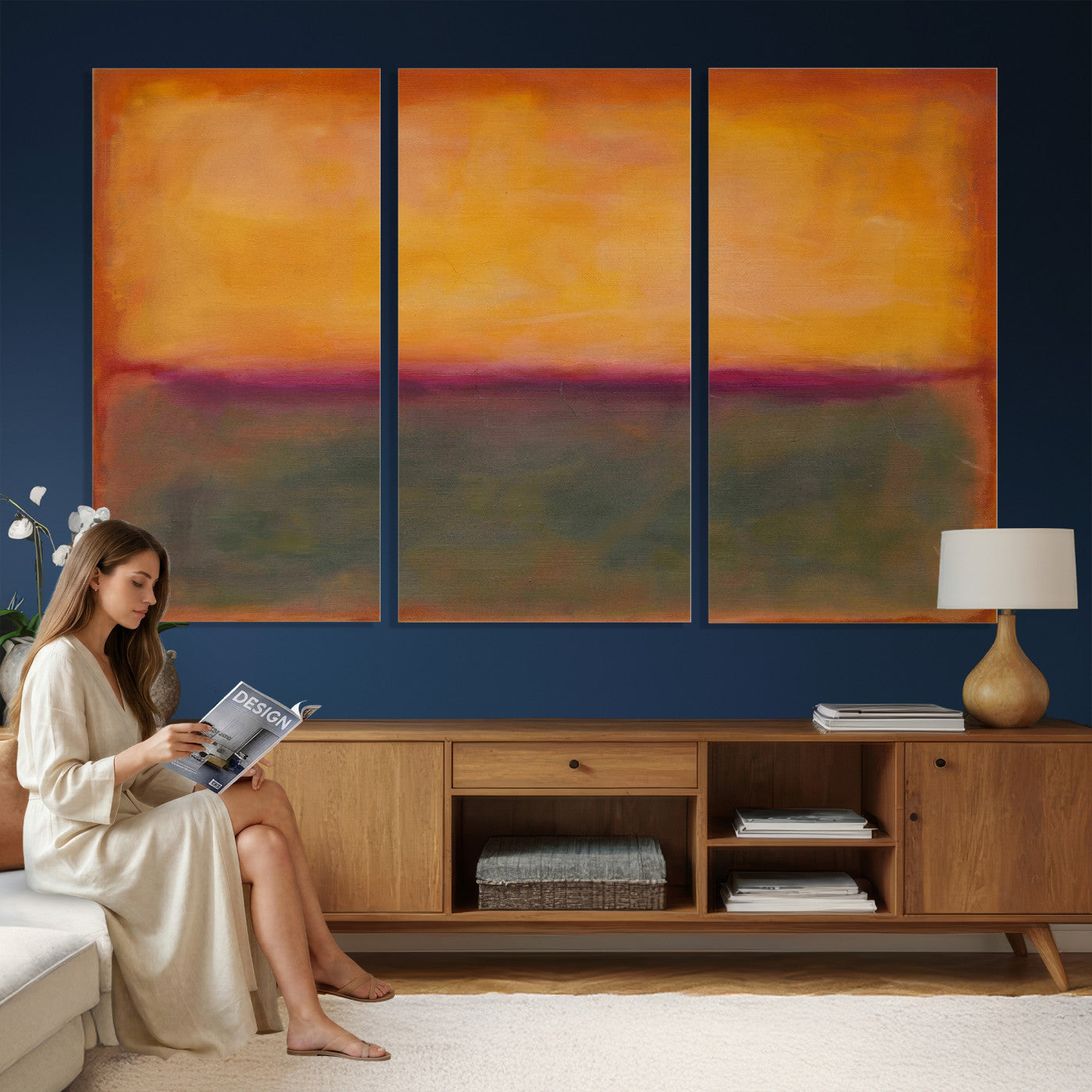 21628300-MGV-CV-36X24 - Abstract Color Field Wall Art Canvas Print, Framed Minimalist Horizon Artwork for Living Room Bedroom Office