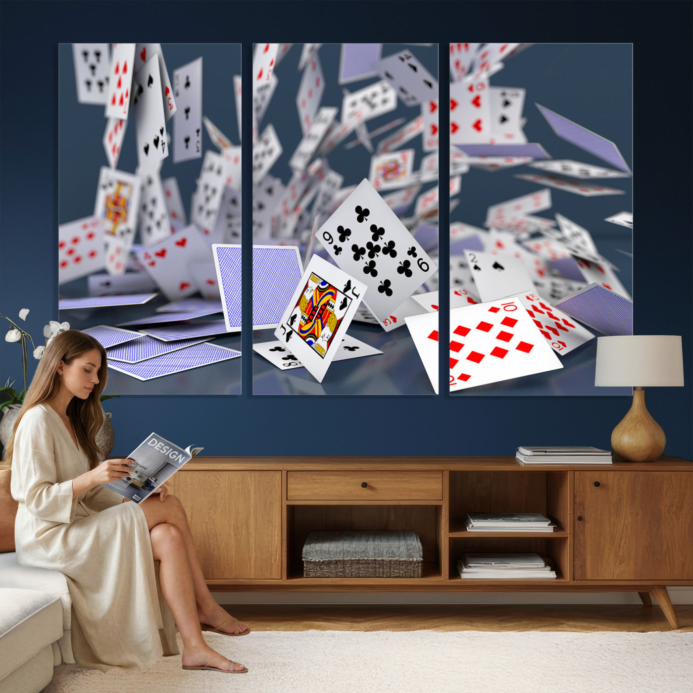 66392185-MGV-CV-36X24 - Playing Cards Canvas Wall Art | Casino Game Room Decor, Poker Decor Art