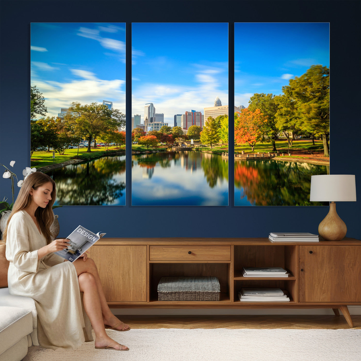 83254720-MGV-CV-36X24 - Charlotte Skyline Canvas Wall Art Print – North Carolina Cityscape Photography Print