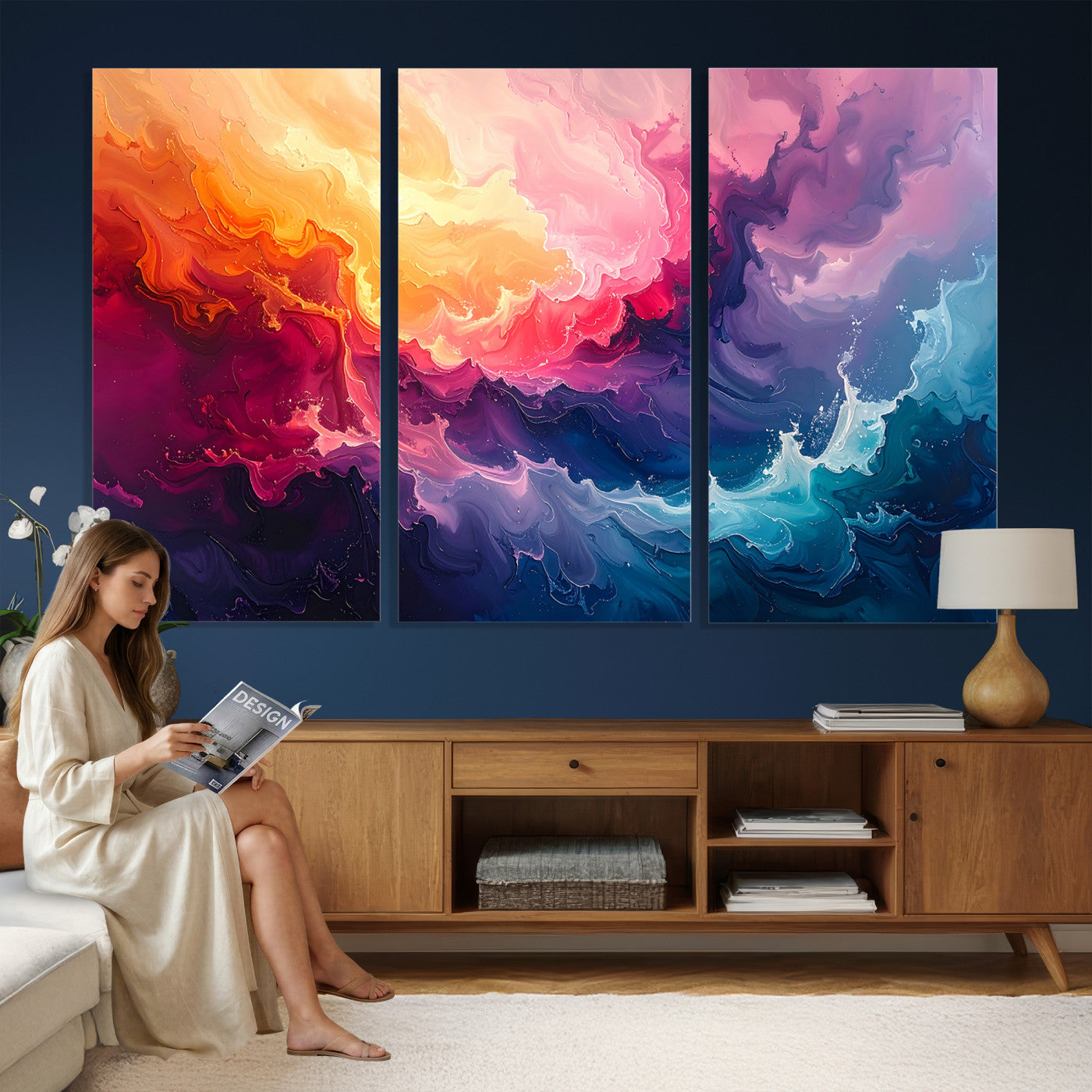 16157633-MGV-CV-36X24 - Large Colorful Abstract Canvas Wall Art Print, Vibrant Popup Color Art Print