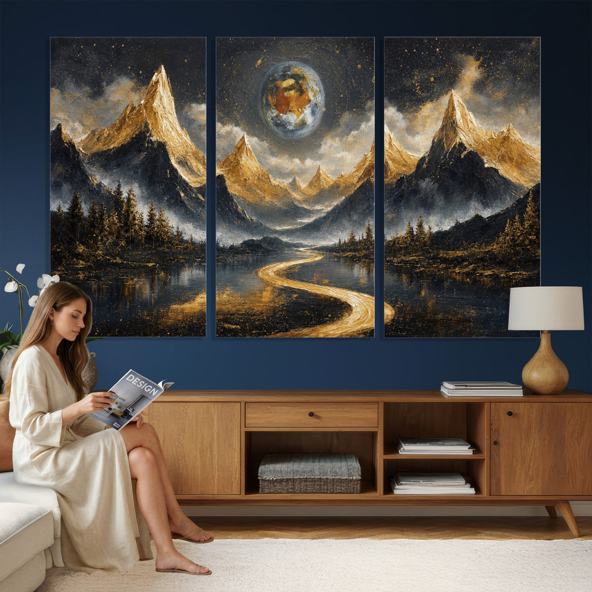 34202127-MGV-CV-36X24 - Abstract Mountain Wall Art Canvas Print Modern Landscape Painting Print