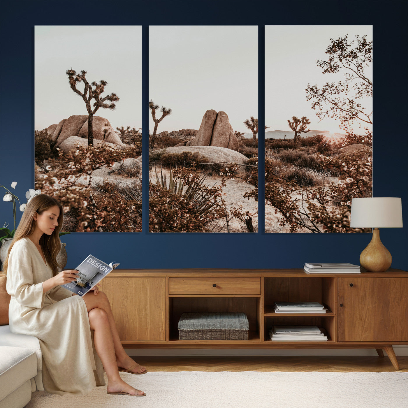 75778944-MGV-CV-36X24 - Joshua Tree Desert Canvas Wall Art Print - Desert Landscape Photography, Boho Southwest Wall Decor, Nature Canvas - Ready to Hang
