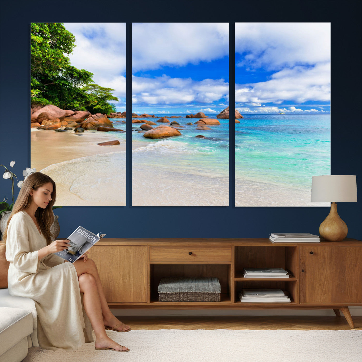 81980382-MGV-CV-36X24 - Seychelles Beach Canvas Wall Art - Anse Intendance Turquoise Ocean Print