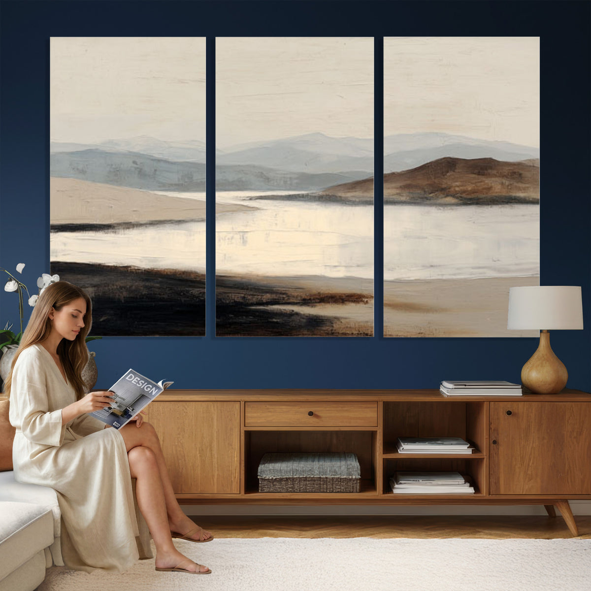 36873679-MGV-CV-36X24 - Modern Abstract Landscape Canvas Wall Art, Minimalist Nature Printing