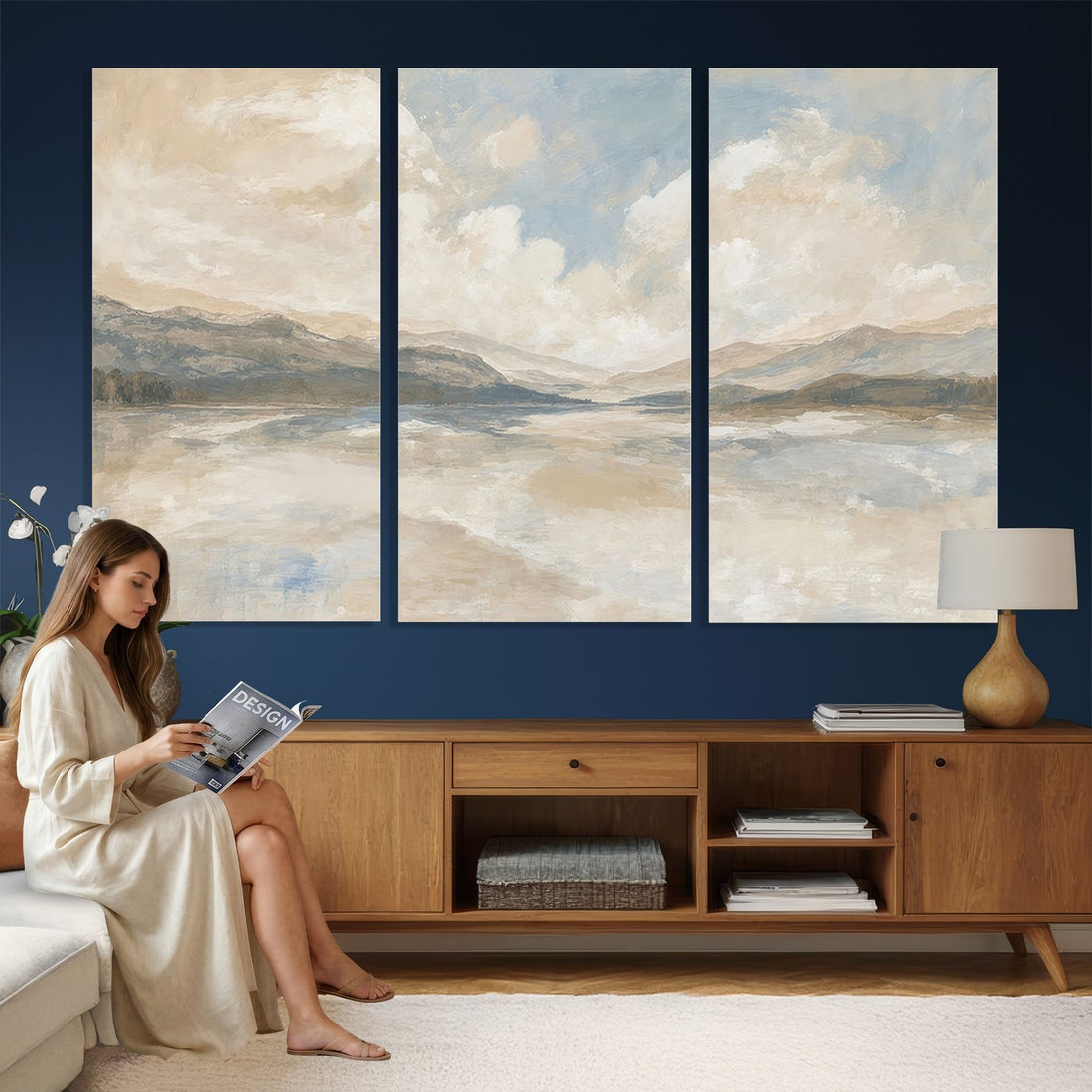 Serene Mountain and Lake Landscape Canvas Wall Art