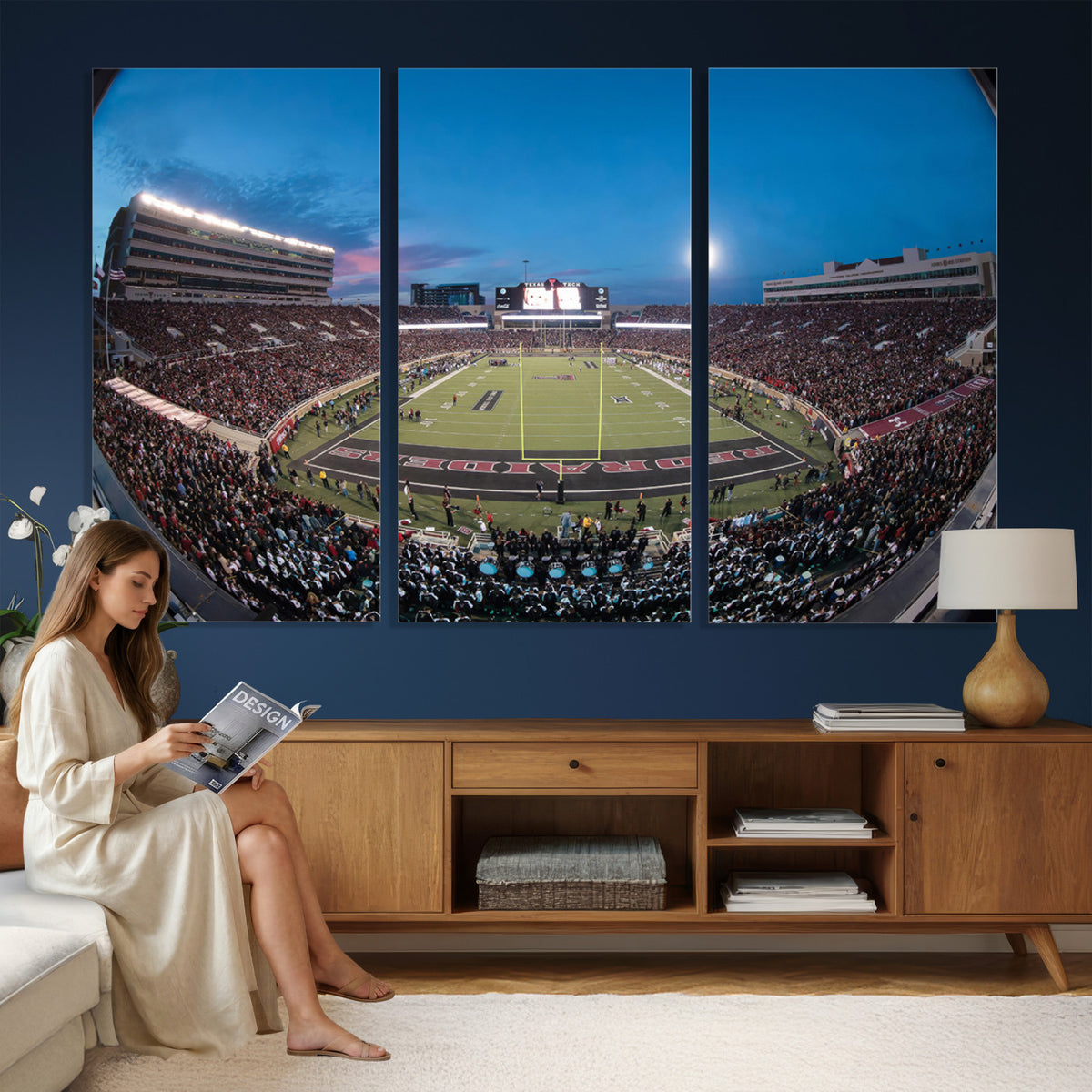 60763-PAN-FL-20X10 - Texas Tech Red Raiders Canvas, Framed Football Team Print - Lubbock Jones AT&T Stadium Wall Art