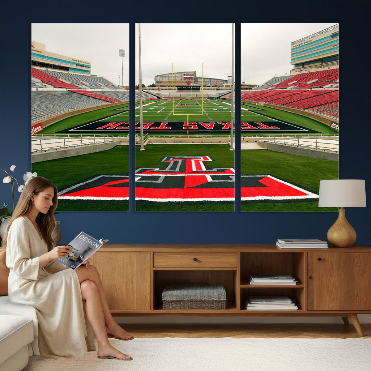 43169-PAN-FL-20X10 - Texas Tech Red Raiders Football Team Print - Lubbock Jones AT&T Stadium Wall Art Canvas Print