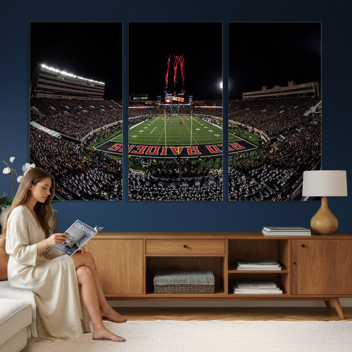 83122-PAN-FL-20X10 - Framed Texas Tech Red Raiders Stadium Canvas, Texas Tech Red Raiders Football Team Print - Lubbock