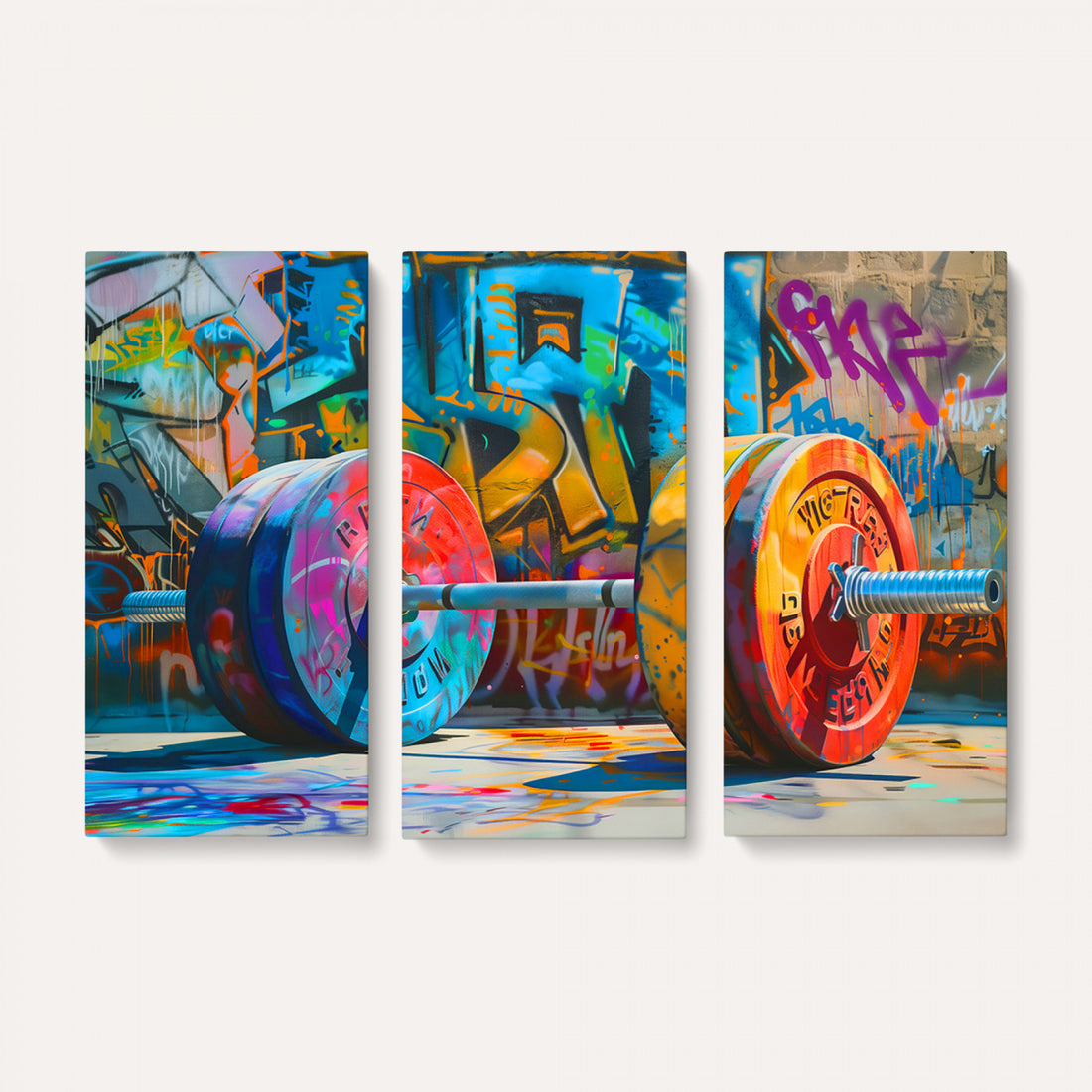 Fitness Gym Barbell Graffiti Wall Art Canvas Print
