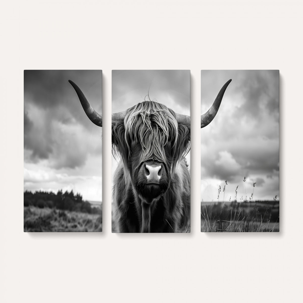 17924-_Poster-30x20 - Scottish Cow Wall Art Canvas Print, Longhorn Wall Art