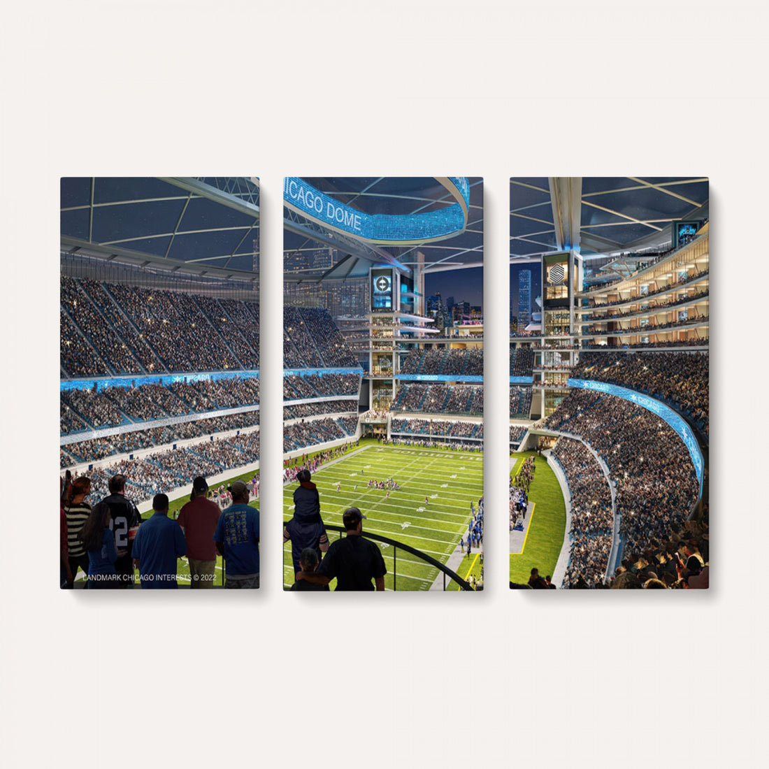Chicago Dome Stadium Wall Art Canvas Print, Framed Modern Decor