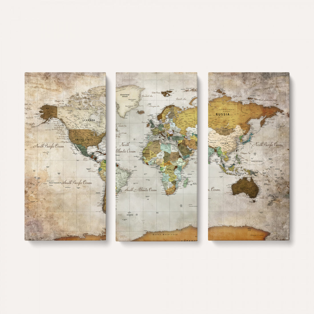 Personalized World Map Canvas Print | Colorful Watercolor Travel Map