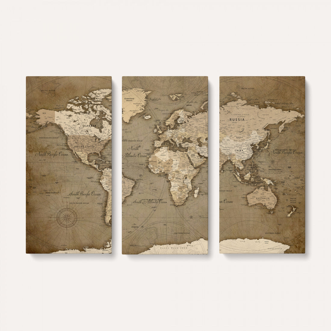 Watercolor World Map Wall Art Canvas Print | Framed Map Art Picture