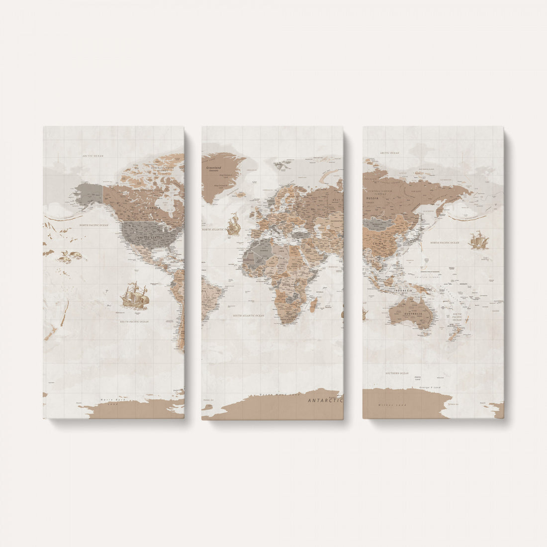 Framed Large World Map Canvas Print for Office Decor