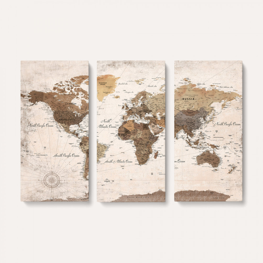 Modern World Map Canvas Print | Framed Travel Map Wall Art