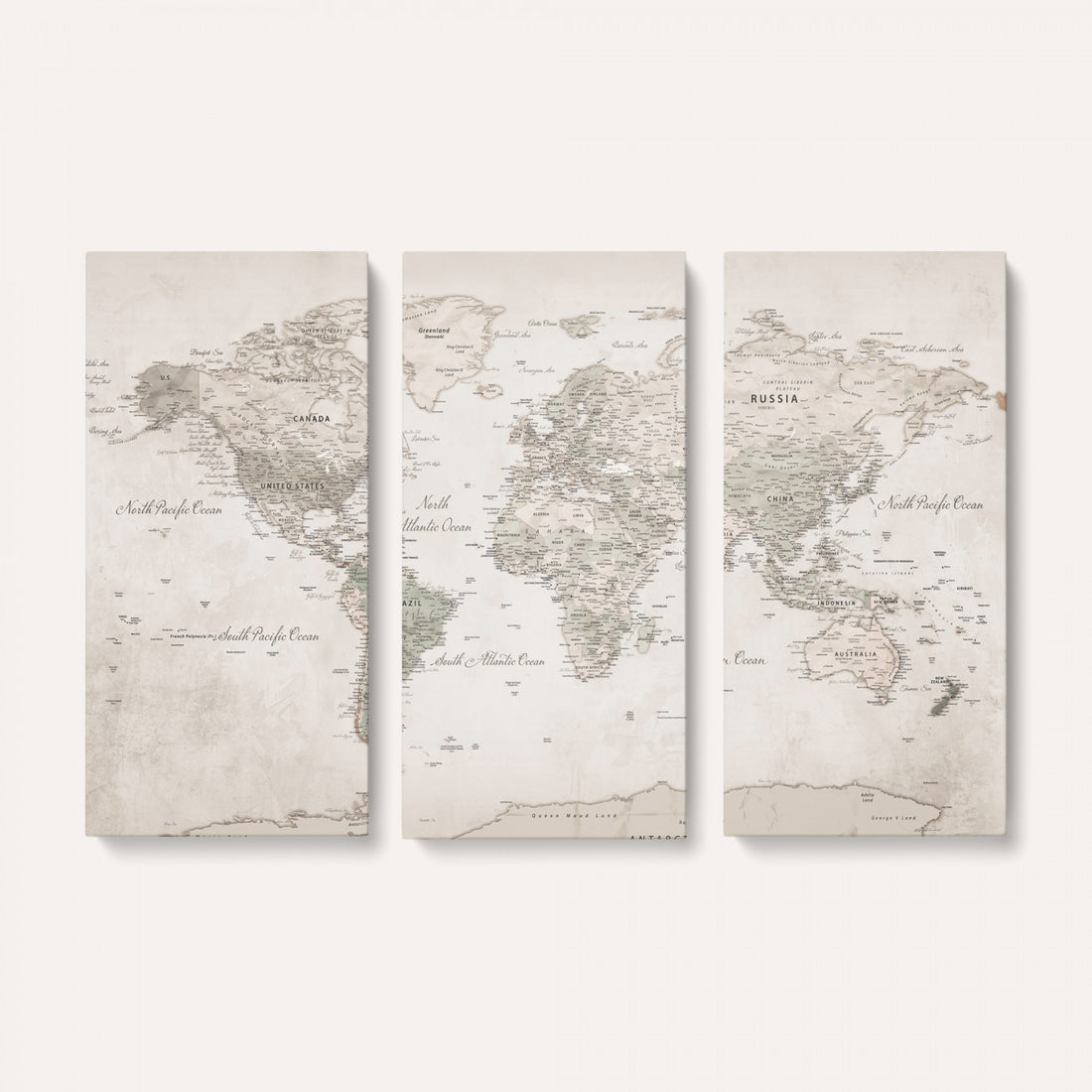 Antique Style World Map Canvas Print | Vintage Detailed World Map Art for Travel Lovers