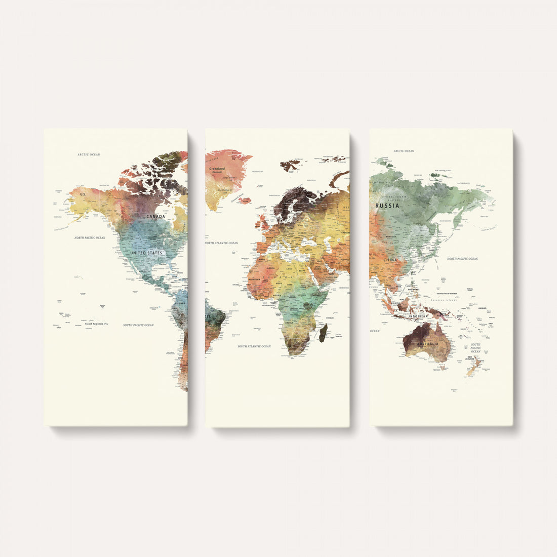 Framed World Map Wall Art Canvas Print for Living Room and Study Room