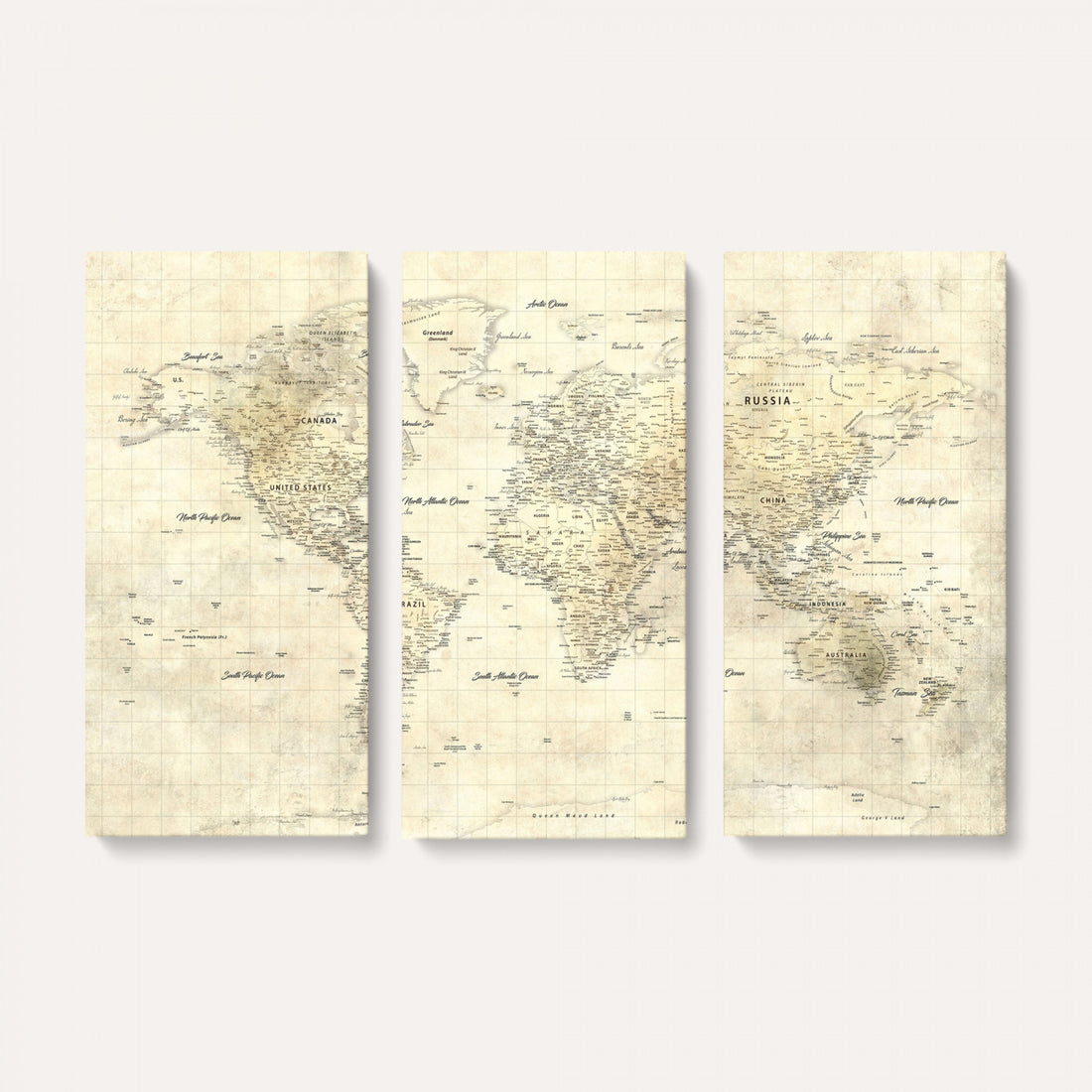 Colorful Watercolor World Map Canvas Wall Art | Framed Modern Map Print