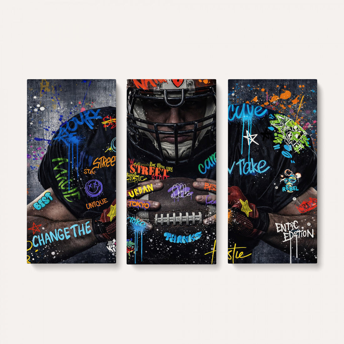 Graffiti American Football Player Street Art Wall Art Canvas Print