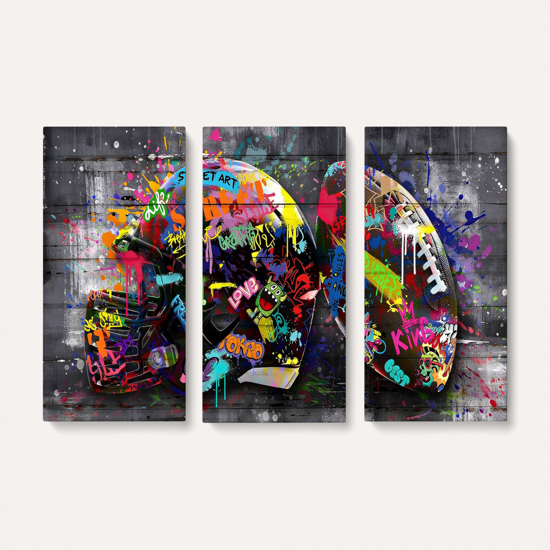 Graffiti American Football Helmet Street Art Wall Art Canvas Print
