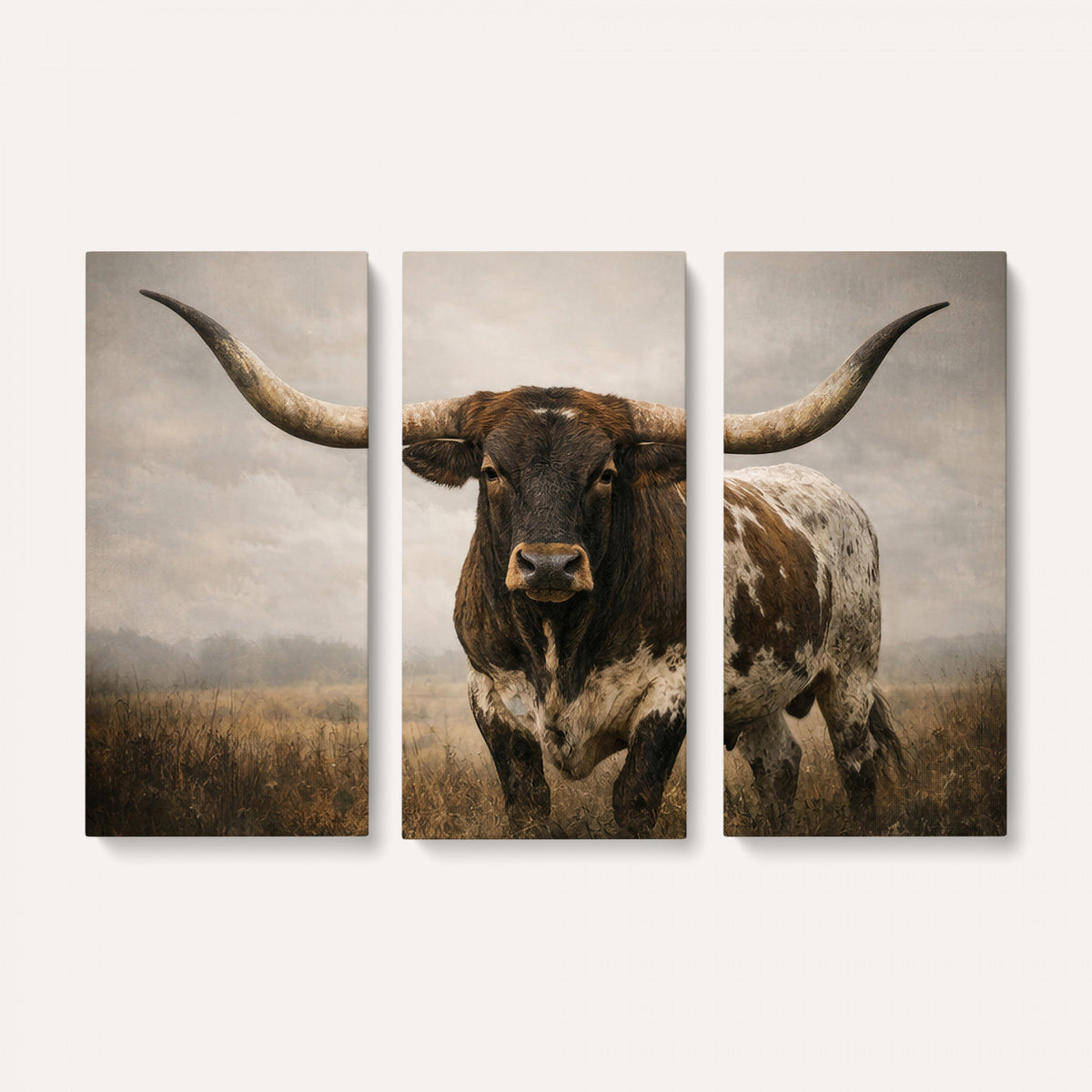 17622011L-_Poster-30x20 - Longhorn Bull Wall Art Canvas Print, Western Farmhouse Decor